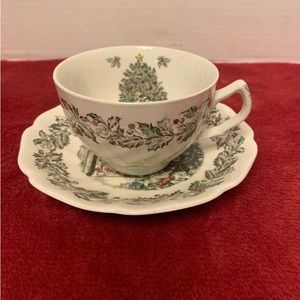 Vintage Johnson Bros Merry Christmas cup and saucer